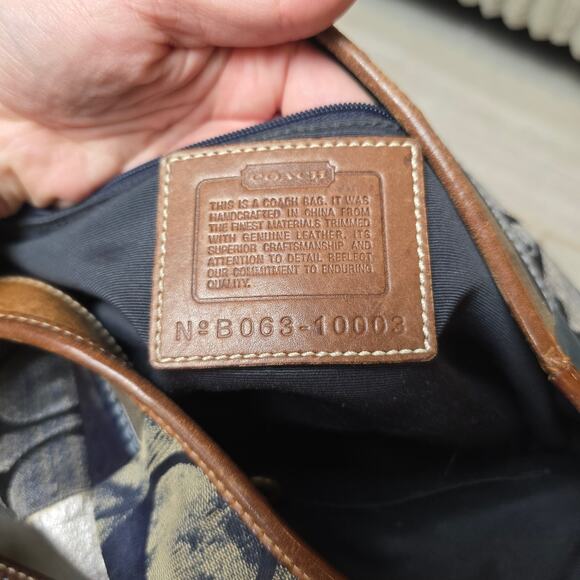 Coach Vtg Y2K Denim Patchwork Whiskey Leather Trim Shoulder Tote Bag 10003 - Picture 9 of 10